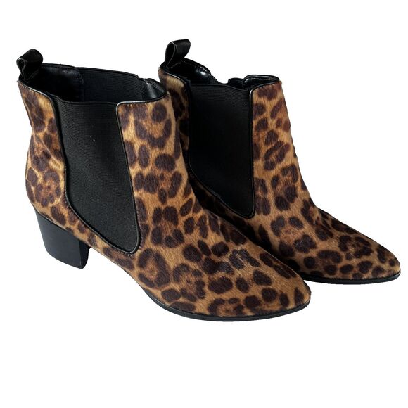 NINE WEST Hartyn Leopard Ankle Boots Pointed Toe Slip-on Booties Size 8 - Picture 12 of 13